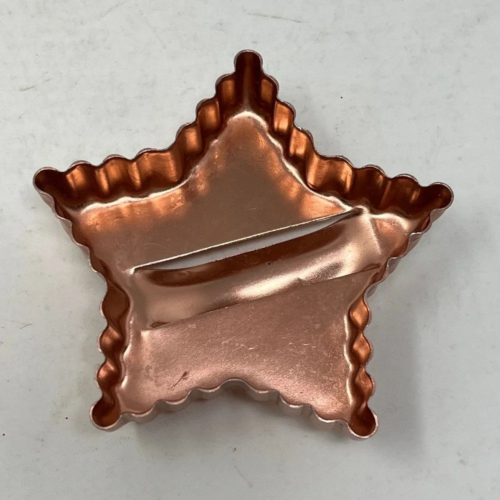 Vintage Copper Cookie Cutter Set Holiday Christmas Shapes 10pc Tree Star
